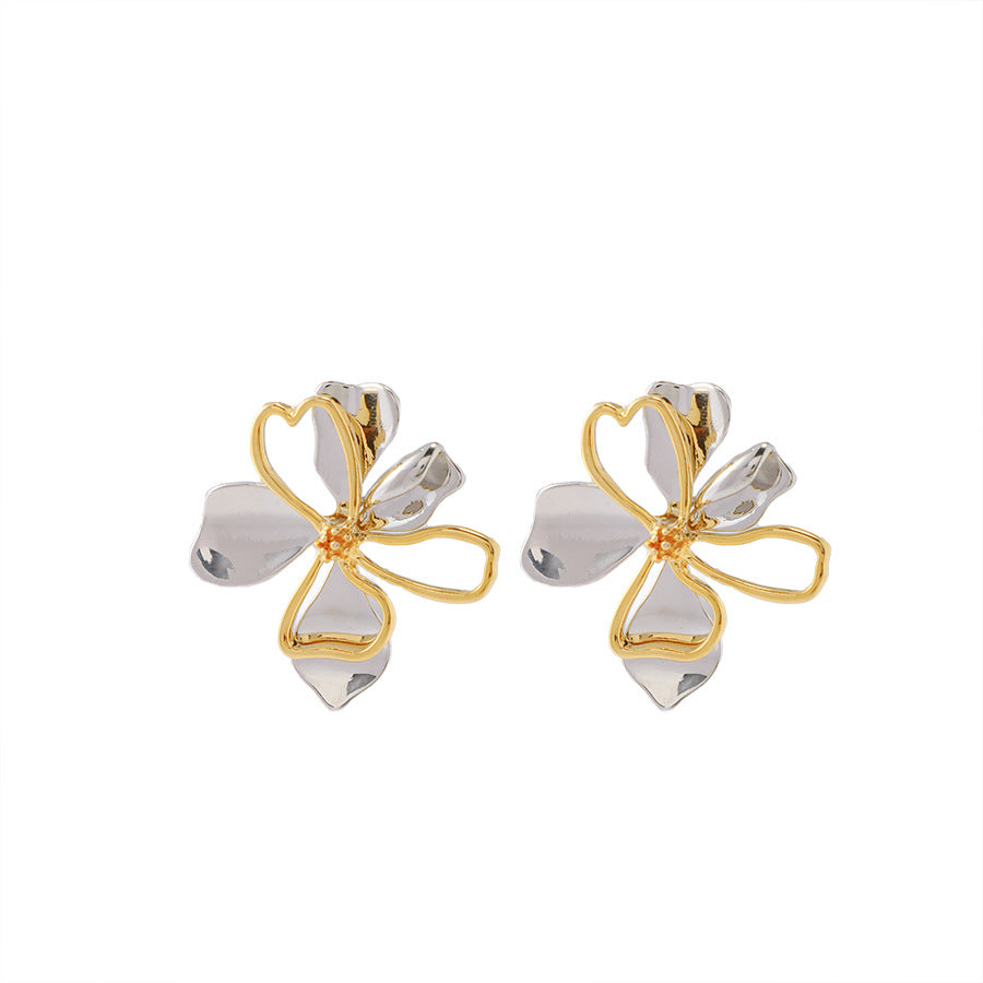 European And American Copper Plating 18K Gold Vintage Flower Earrings For Women