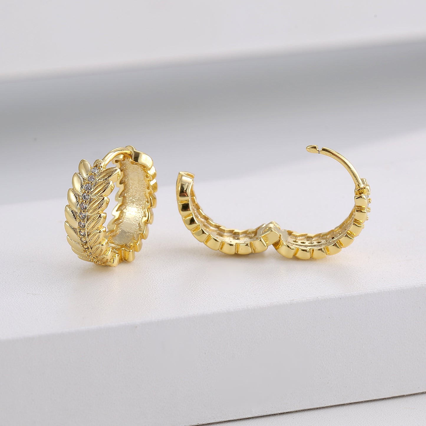 Design Sense Niche Golden Wheat Hoop Earrings