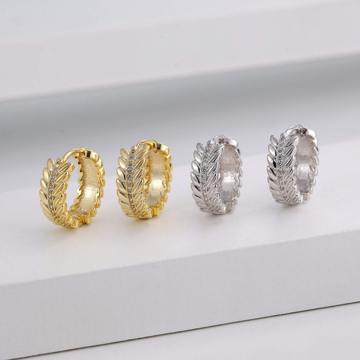 Design Sense Niche Golden Wheat Hoop Earrings